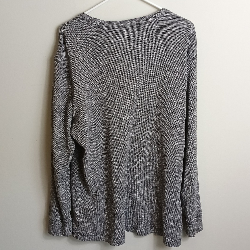 Banana Republic Waffle Knit Tee Mens XXL Grey Excellent Long Sleeve Textured - Picture 2 of 4